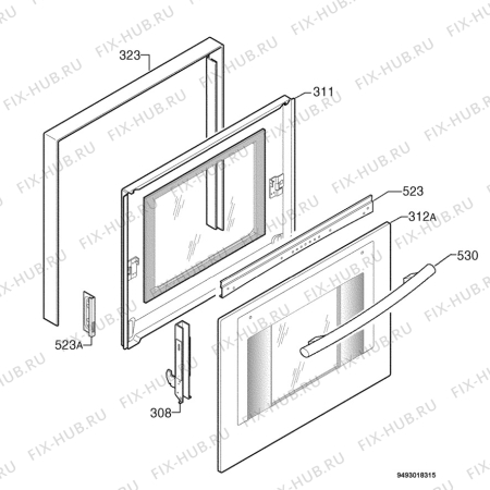 Взрыв-схема плиты (духовки) Electrolux EOG1710X - Схема узла Door 003